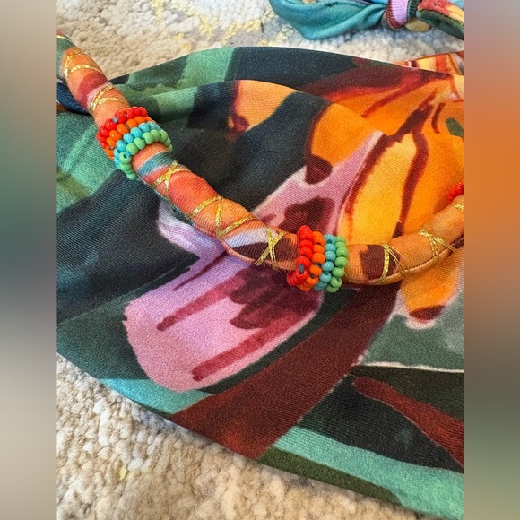 FARM Rio Banana Foliage Bandeau Bikini Top & Bottom M - Picture 6 of 9